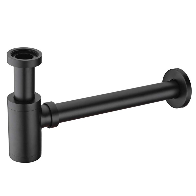 BESTILL Bottle P Trap Drain Kit for Bathroom Basin Sink, Matte Black - Image 1